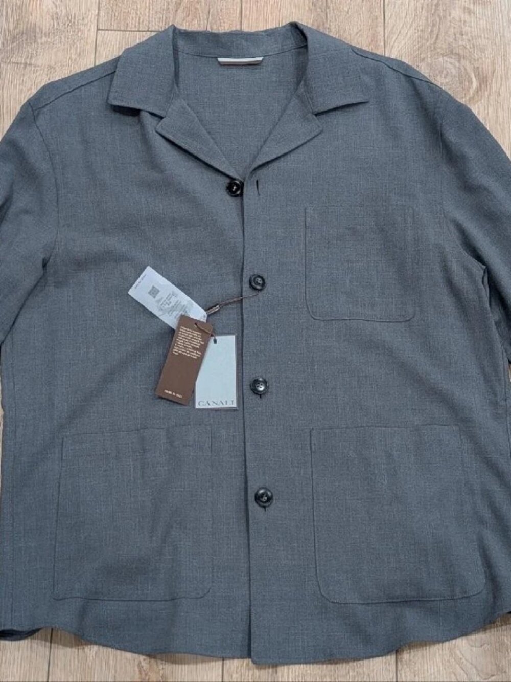 $1495 Mens CANALI "Nuvola" Wool/Silk/Linen Blend Shirt Jacket Gray 56 US 46